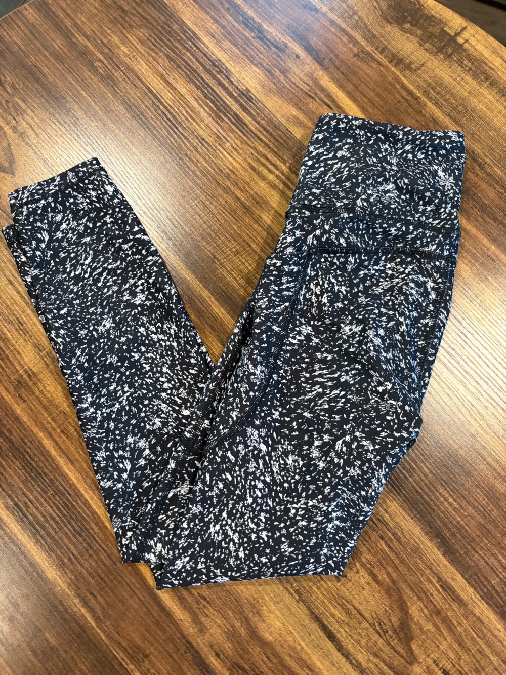Athleta Black and White Speckled Leggings